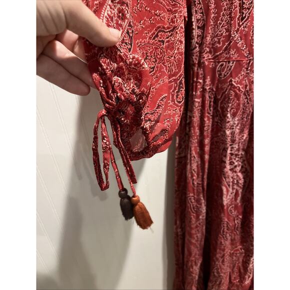 NWOT Free People Mirage Maxi Dress Size 8 MSRP: $198 Brick Red Paisley Boho - Picture 3 of 16
